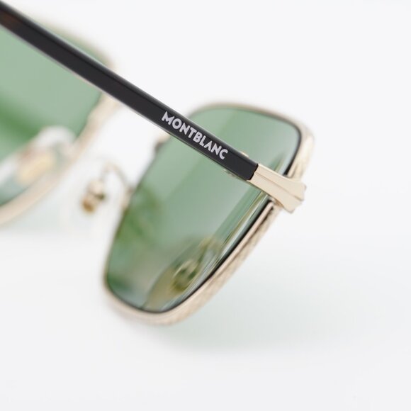 Montblanc MB0339S 002 Sunglasses Havana/Gold Square Frame, Green Lenses main image 6